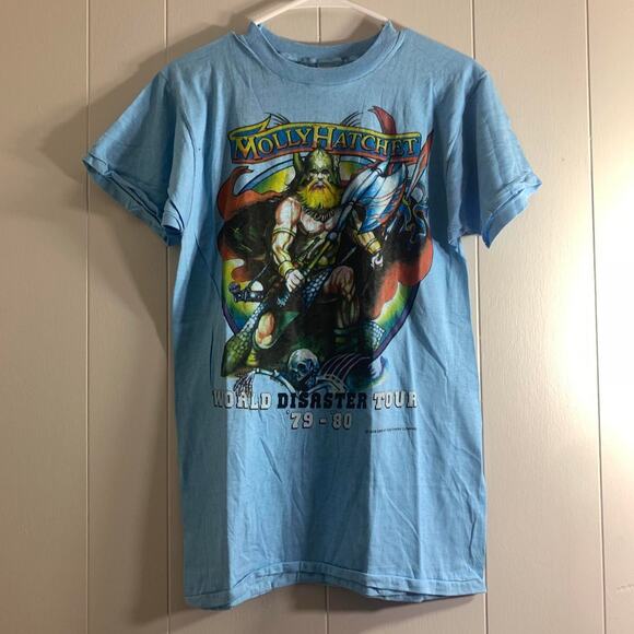 vintage 1979 MOLLY HATCHET World Disaster Tour single stitch graphic tee shirt M - Picture 2 of 7